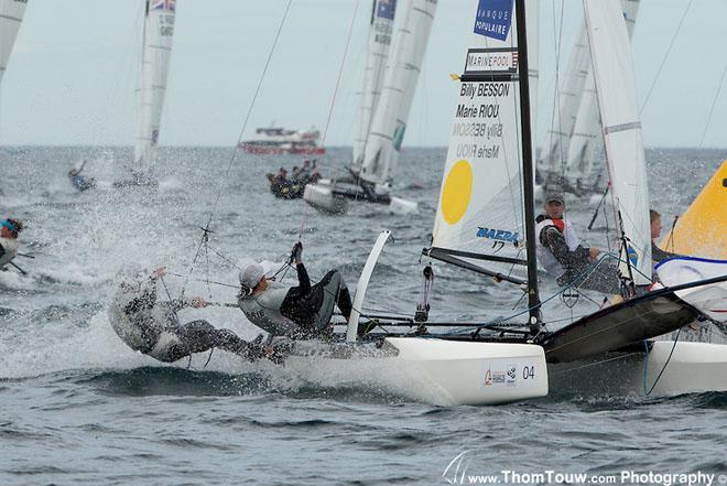 Billy Besson and Marie Riou - 2014 ISAF Sailing World Championships Santander © Thom Touw http://www.thomtouw.com